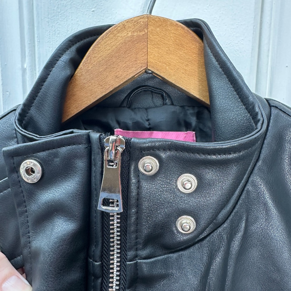 Azalea Wang Faux Leather Jacket Womens Large Black Excellent Cropped Utility - Picture 16 of 16